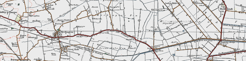 Old map of East Heckington in 1922