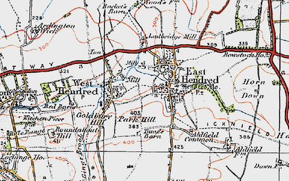 Old map of East Hendred in 1919