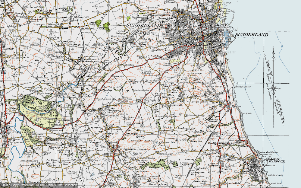Old Map of East Herrington, 1925 in 1925