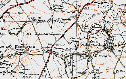 Old map of East Herrington in 1925