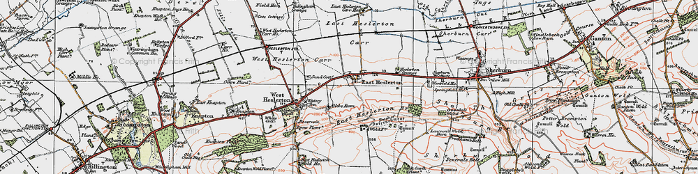 Old map of East Heslerton in 1925