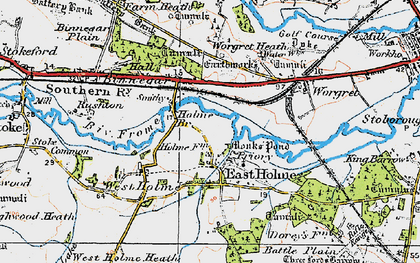 Old map of Worgret Heath in 1919