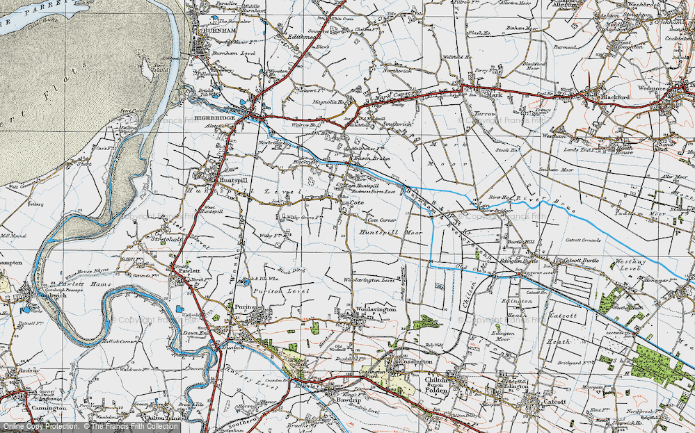 Old Map of East Huntspill, 1919 in 1919