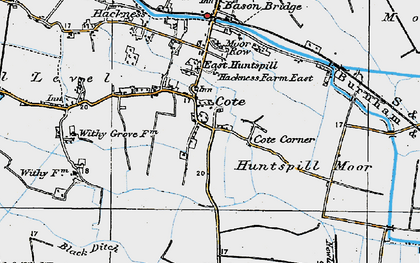 Old map of East Huntspill in 1919
