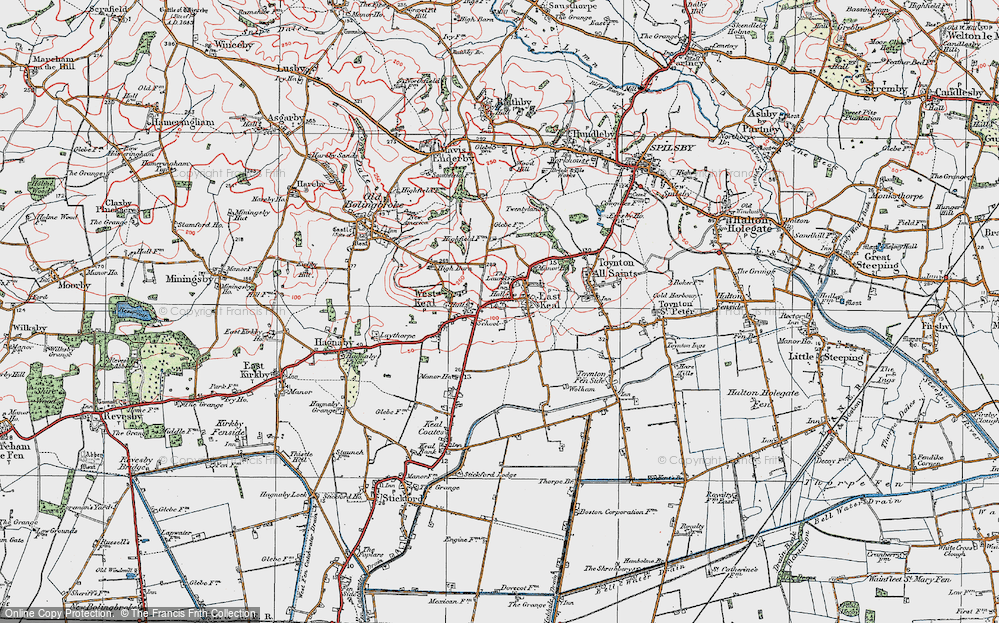 Old Map of East Keal, 1923 in 1923