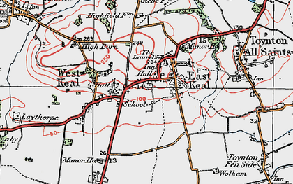 Old map of East Keal in 1923