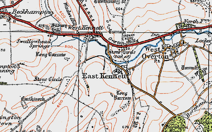 Old map of East Kennett in 1919