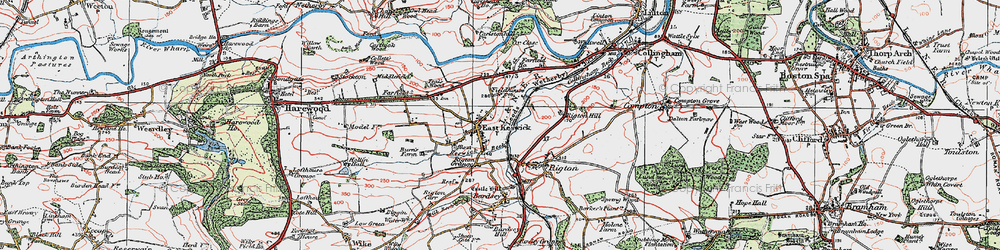 Old map of East Keswick in 1925