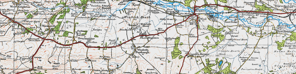 Old map of East Knighton in 1919