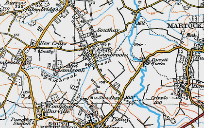 Old map of East Lambrook in 1919