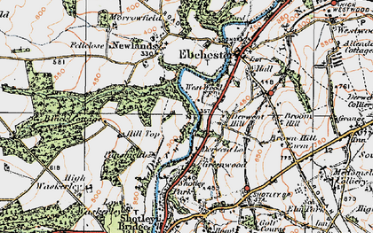 Old map of East Law in 1925