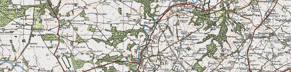 Old map of East Law in 1925