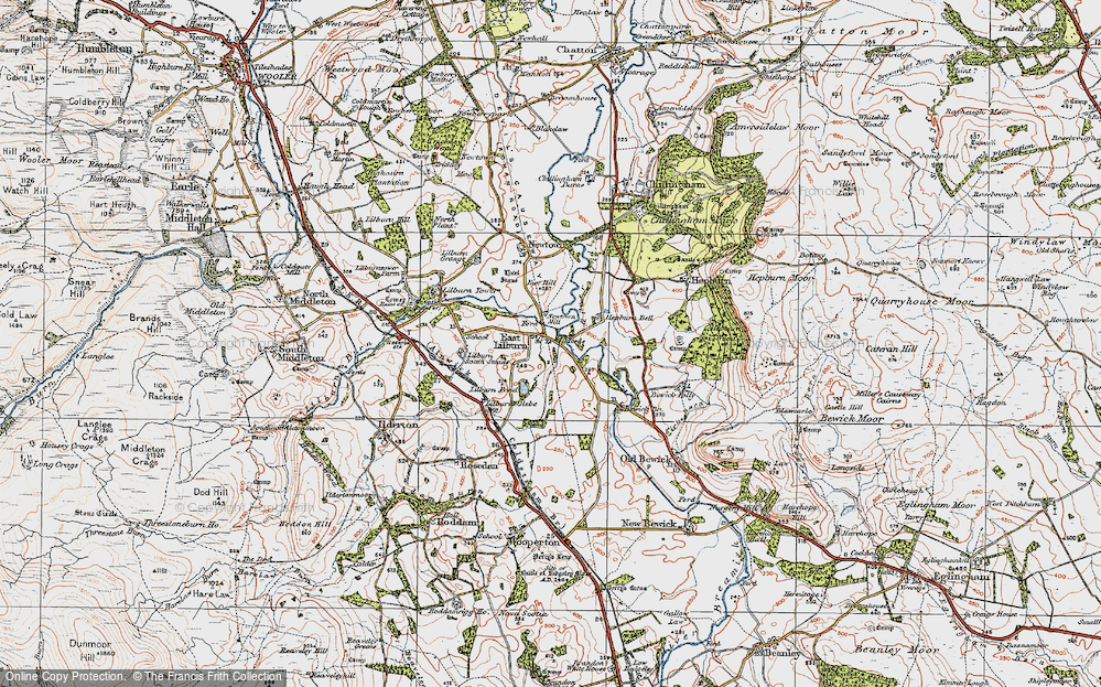 Old Map of Historic Map covering Lilburn South Steads in 1926
