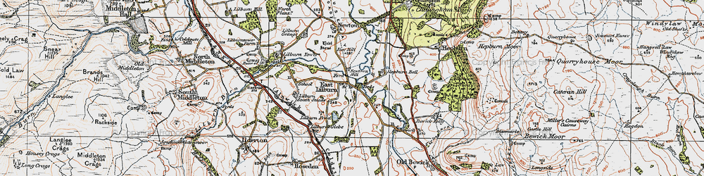 Old map of Lilburn South Steads in 1926