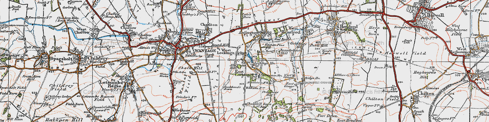 Old map of East Lockinge in 1919