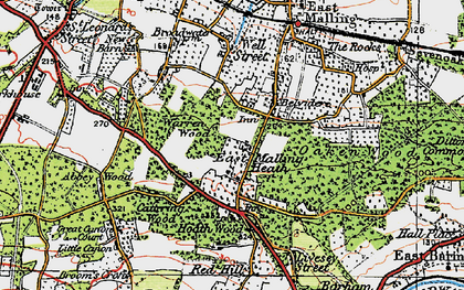Old map of East Malling Heath in 1920
