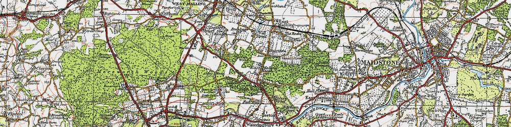 Old map of East Malling Heath in 1920