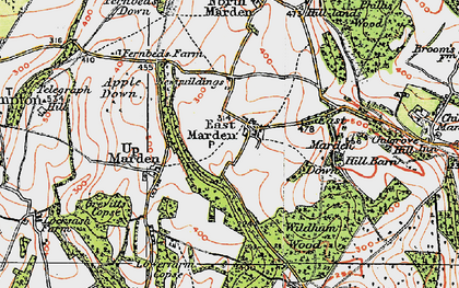 Old map of East Marden in 1919