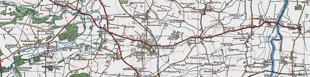 Old map of East Markham in 1923