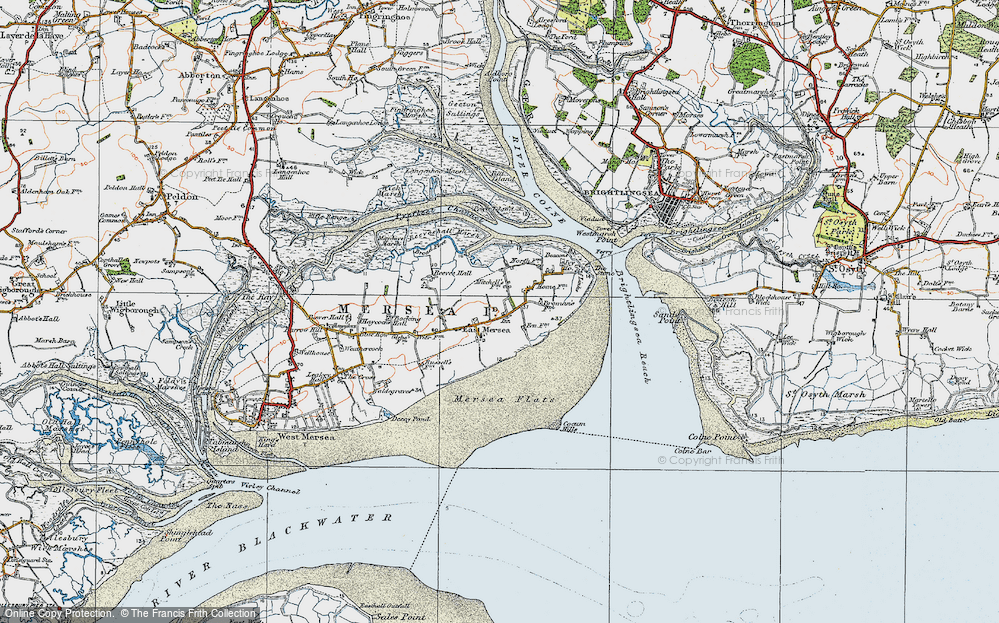Old Map of Historic Map covering Broad Fleet in 1921