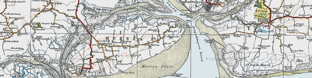 Old map of East Mersea in 1921
