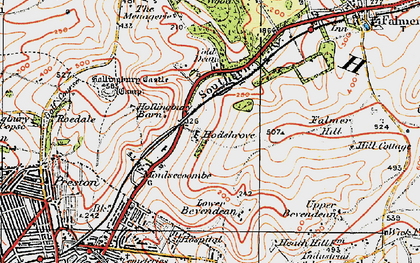 Old map of East Moulsecoomb in 1920