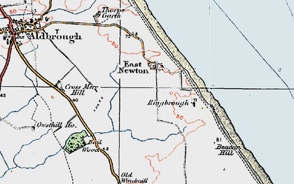 Old map of East Newton in 1924