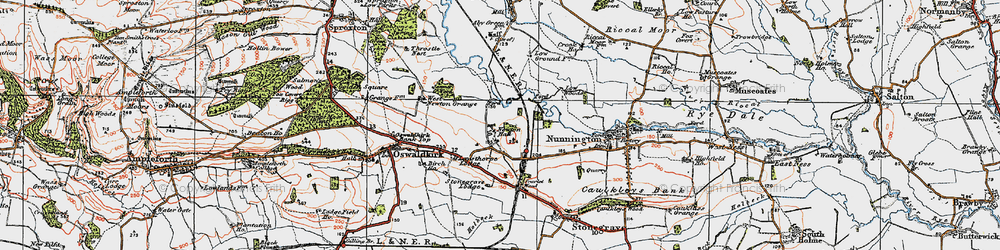 Old map of East Newton in 1925