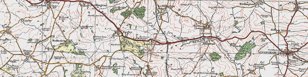 Old map of East Norton in 1921