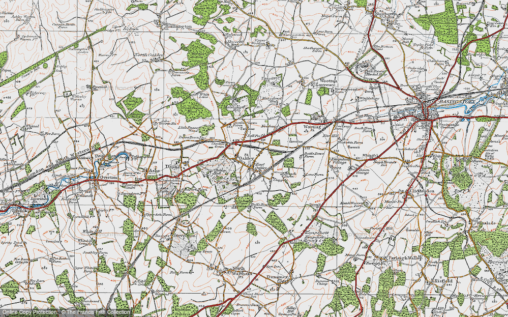 Old Map of East Oakley, 1919 in 1919