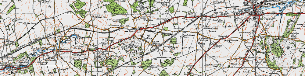 Old map of East Oakley in 1919