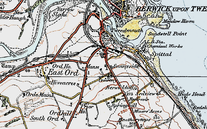 Old map of East Ord in 1926