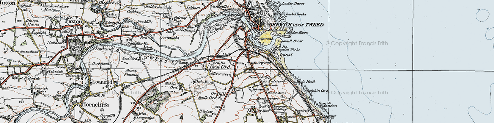 Old map of East Ord in 1926