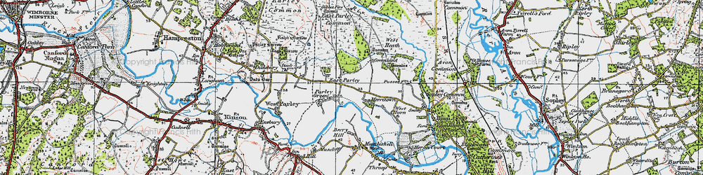 Old map of East Parley in 1919