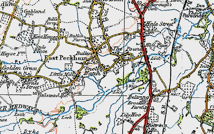 Old map of East Peckham in 1920