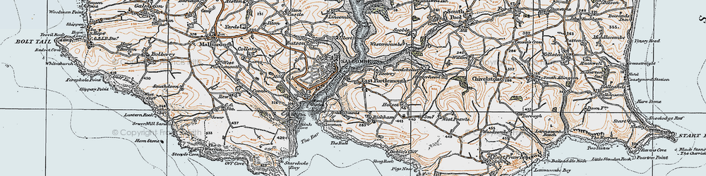 Old map of Westerncombe in 1919