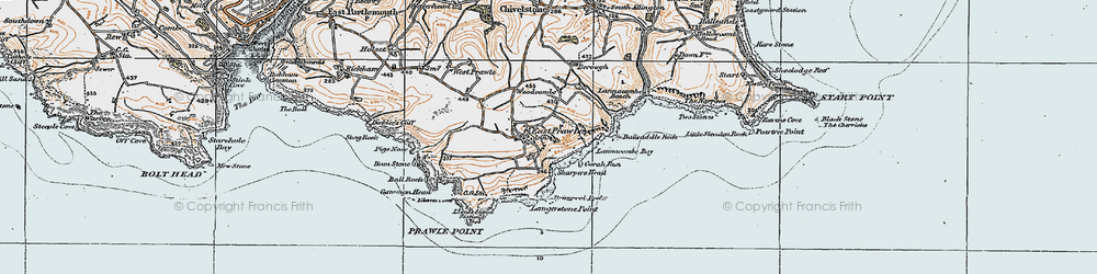Old map of Lannacombe Bay in 1919