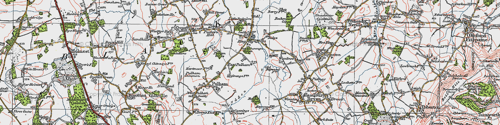Old map of East Pulham in 1919