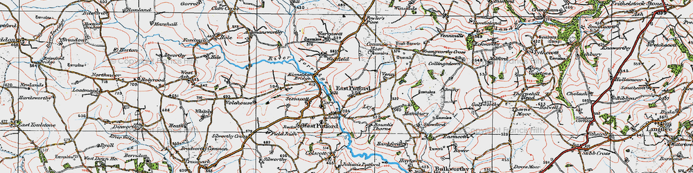 Old map of East Putford in 1919