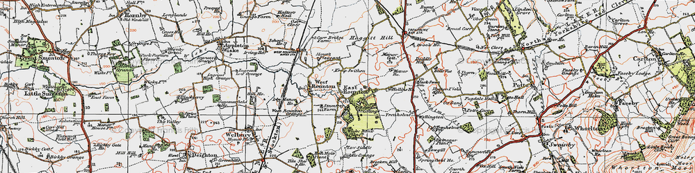 Old map of Hutton Fields Fm in 1925