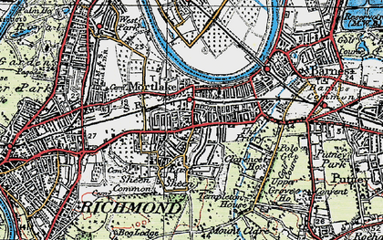 Old map of East Sheen in 1920