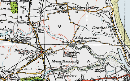 Old map of East Sleekburn in 1925