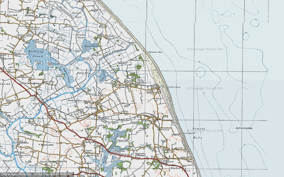 Old Map of Historic Map covering Winterton Ness in 1922