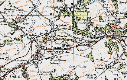 Old map of East Stanley in 1925