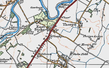 Old map of East Stoke in 1921
