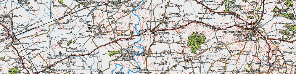 Old map of East Stour in 1919