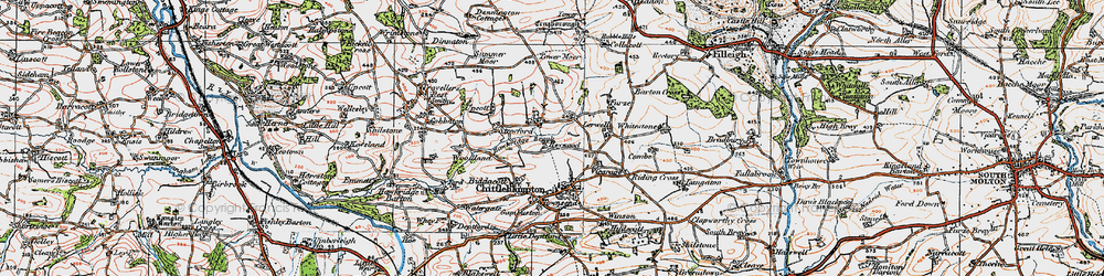 Old map of East Stowford in 1919