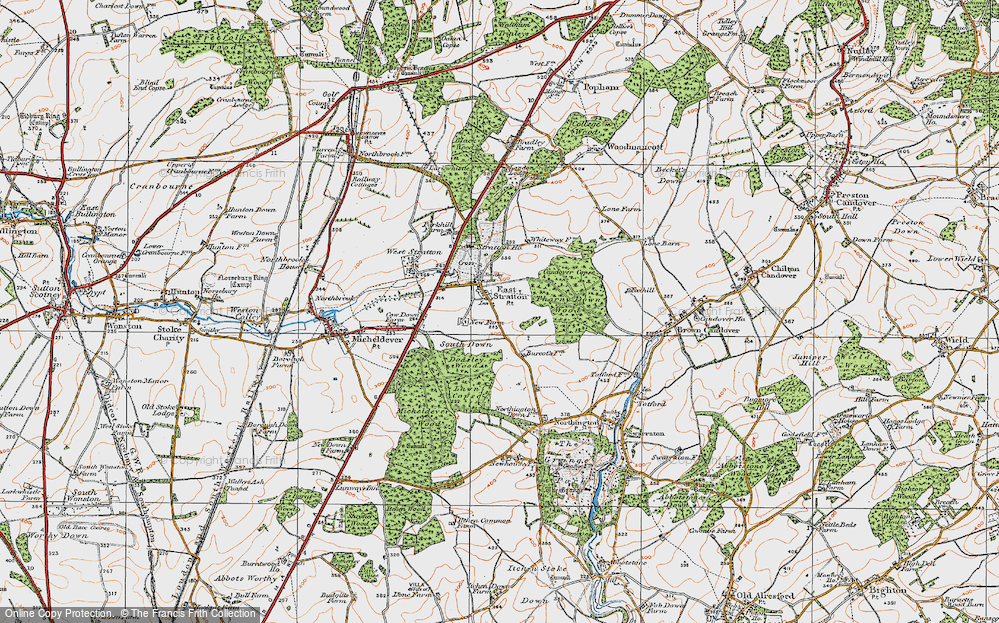 Old Map of East Stratton, 1919 in 1919