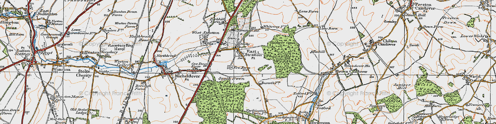 Old map of East Stratton in 1919