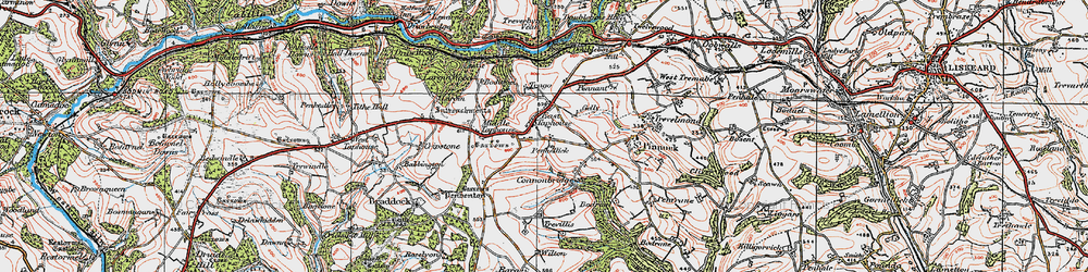 Old map of East Taphouse in 1919
